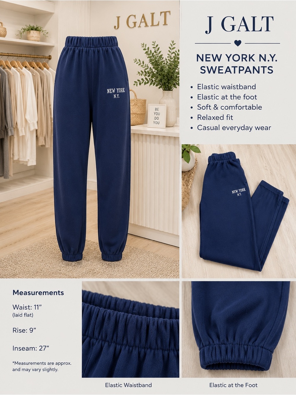 J Galt women Navy 'New York N.Y.' Sweatpants